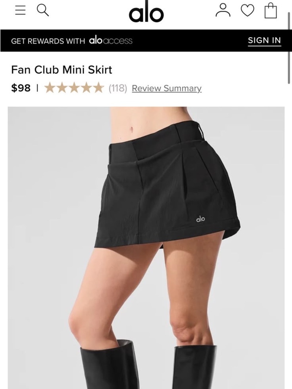 Alo Yogs Fan club mini skirt size S